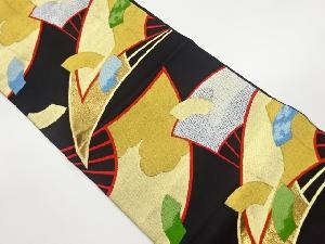 扇に雲・斜線・霞模様織出し袋帯